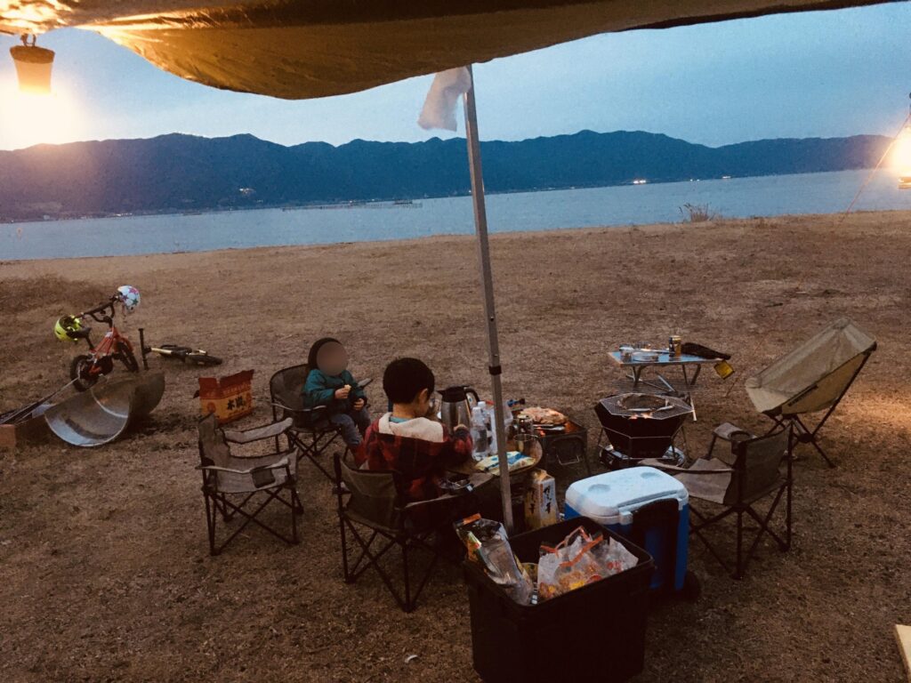 今年初キャンプ！親子＆友人で琵琶湖の吉川緑地でキャンプしてきた。